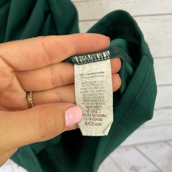 Windsor S Emerald Green Faux Wrap Ruched Square Neck Mini Cocktail Dress - Picture 6 of 6